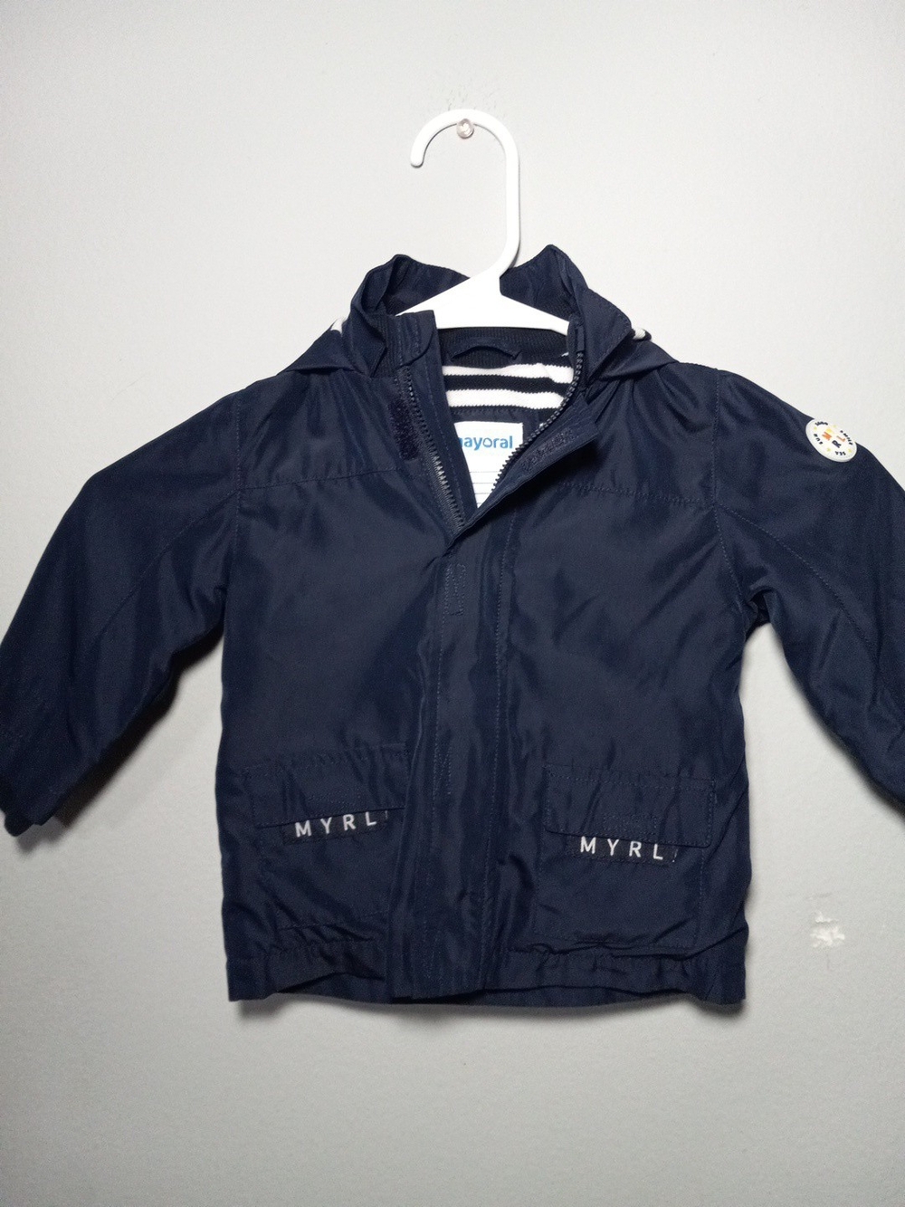 Mayoral Navy Kids' Lightweight Hooded Jacket Size 9M